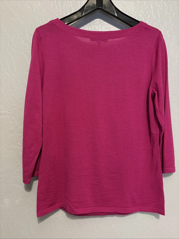 Женская блуза Classiques Entier фуксия розовая рукав 3/4 100% шерсть мериноса - Изображение 3 из 4