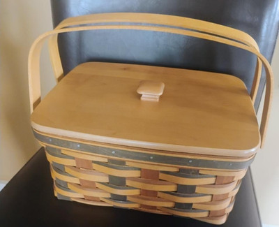 Longaberger RARE Signature Weave Lunch Box Basket set w/lid MINT FREE SHIPPING!