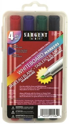 Sargent Art White Board Markers - Broad Chisel Tip - 4 Assorted Colors