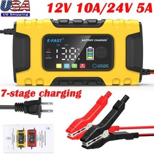 12V 24V 10A Smart Fast Car Battery Charger Lifepo4 Automatic Pulse Repair AGM US