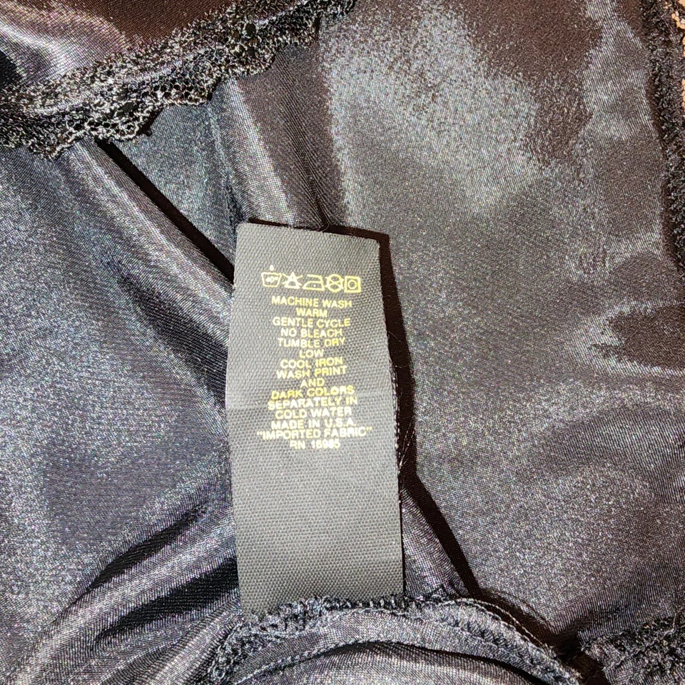 Top Cami Hada Gótica De Colección Años 90 Y2K Victoria's Secret Etiqueta Dorada Negro Satinado Encaje Foto 4 de 4