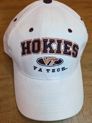 Virginia Tech Hokies Hat Cap White One Size Embroidered Hook Loop Cotton READ