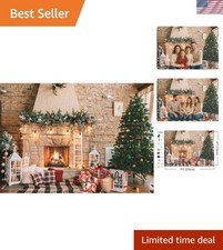 Elegant 7x5ft Christmas Fireplace Scene Backdrop for Family Celebrations