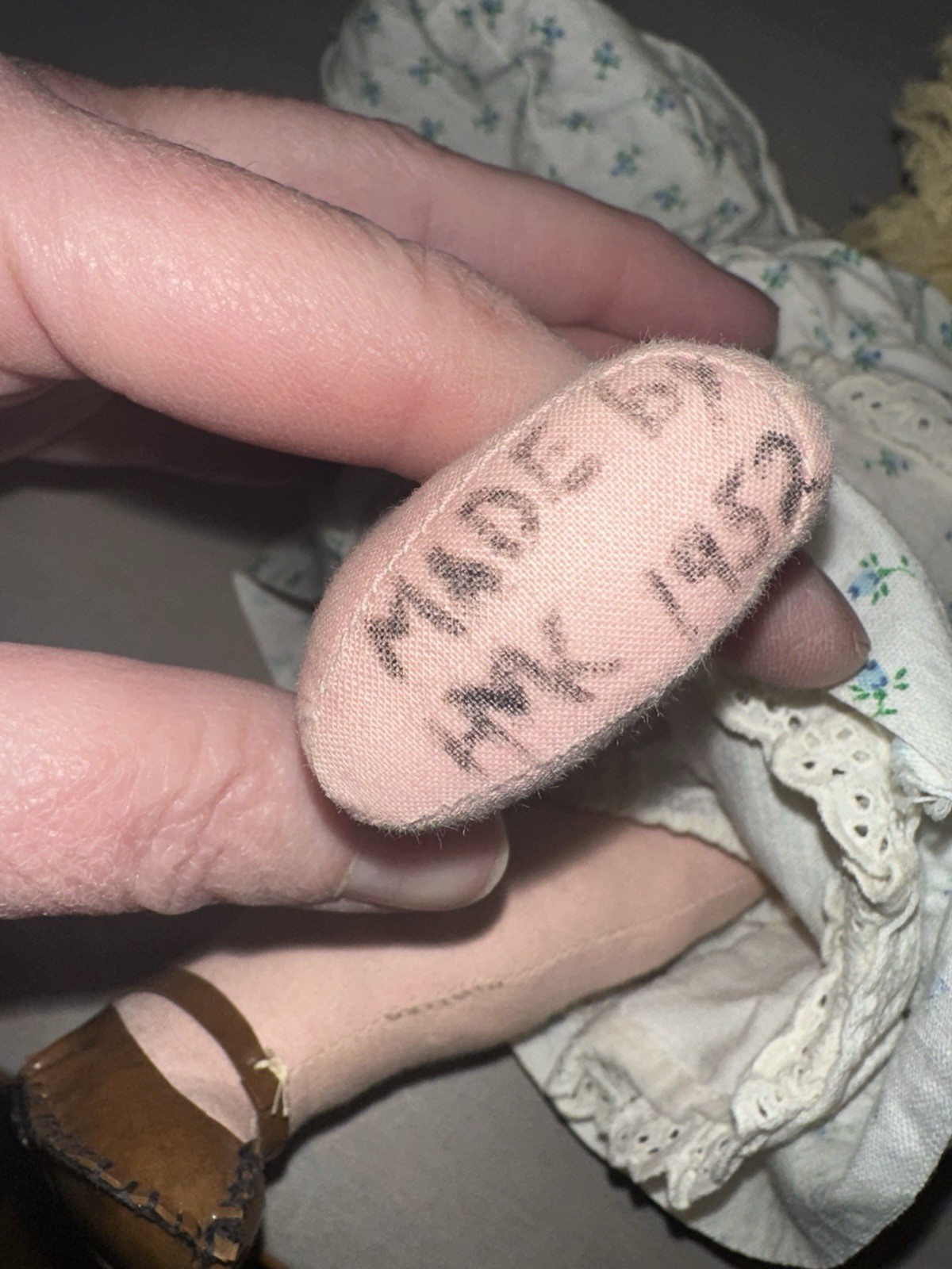 Charming Vintage 1950 Hand Made Cloth Doll, Jointed, Embroidered, Full Outfit