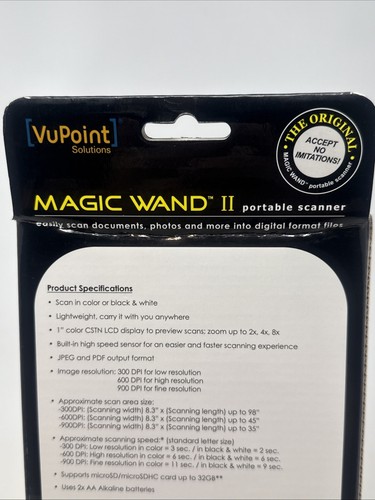 VuPoint ST441 Magic Wand Portable Scanner Scans B&W & Color Documents Black NEW - Picture 8 of 16