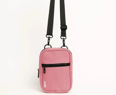 Brixley Pink Crossbody Bag Adjustable Detachable Strap Zipper Accent Small