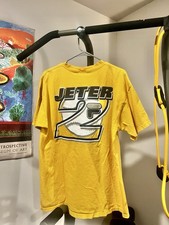 Vintage 90s Fila x Derek Jeter #2 Yellow Baseball T-Shirt Size L MADE IN USA
