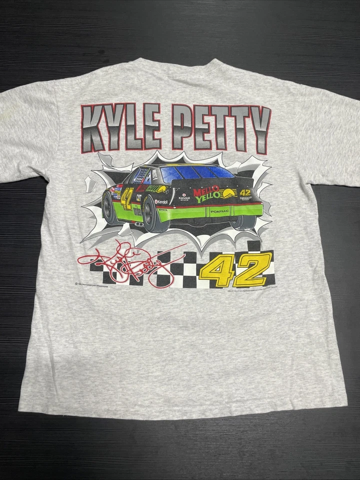 Camiseta Camiseta Talla Med Vintage 1993 NASCAR #42 Kyle Petty Amarillo Suave Estampado AOP Foto 4 de 4