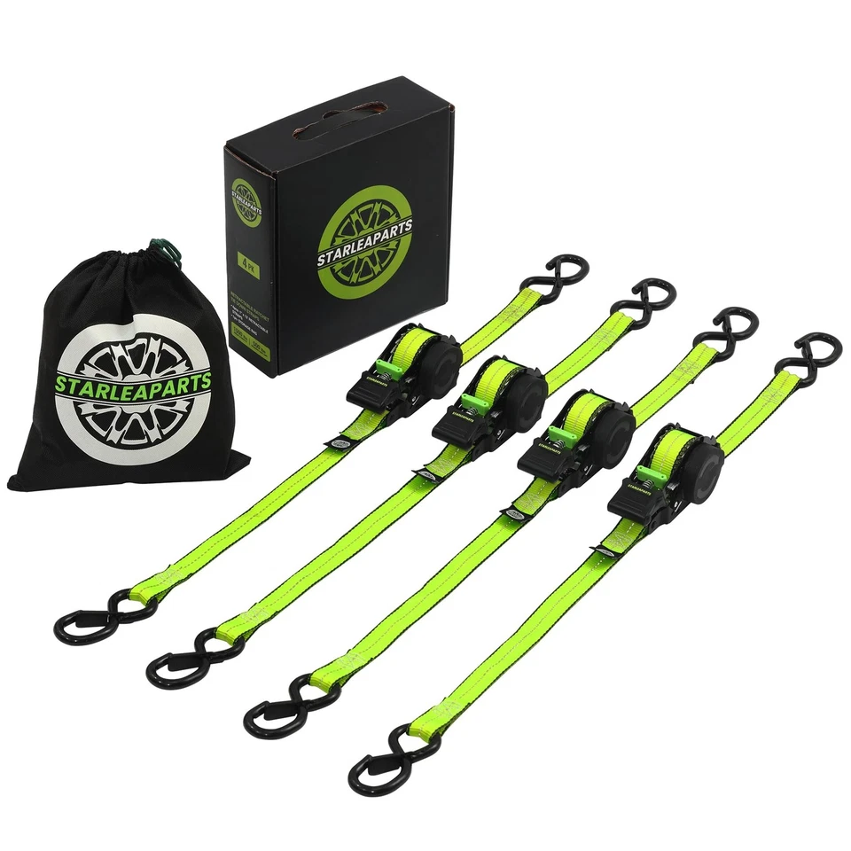 STARLEAPARTS Retractable Ratchet Straps (4PK 1.0INX12FT) - 1,500lb Break Strength, Heavy D...