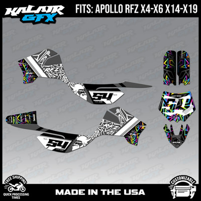 Graphics Kit for Apollo RFZ X4 X5 X6, X14 to X19 Cyrus Series - Rainbow