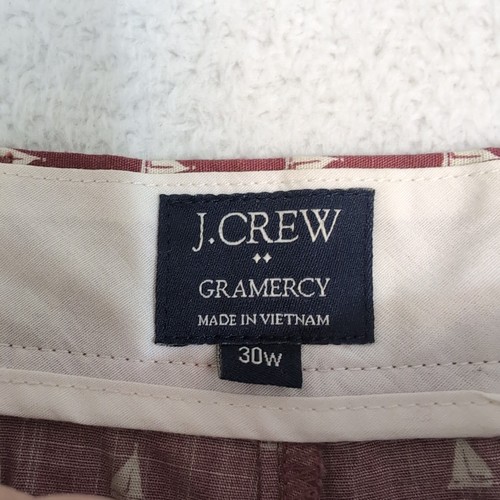 NEW J Crew Mens Short Flat Front Red 30x8.5" Gramercy All Over Sailboats  - Afbeelding 2 van 8