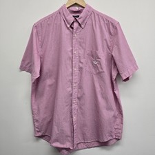 Chaps Easy Care Short Sleeve Button Front Dress Shirt Size Large Subtle Grid
