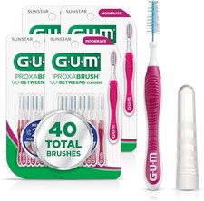 GUM Proxabrush Go-Betweens Moderate Interdental Brushes, 10 Count 4 Pack