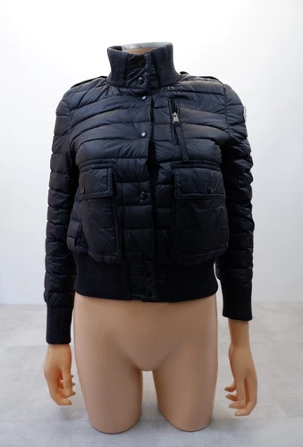 Moncler giacca donna imbottita cropped taglia 1 UK 8 cappotto nero imbottito ottime condizioni