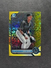 2022 Bowman Chrome Jose Salas /75 Yellow speckle refractor BCP-30 Marlins