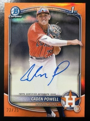 2025 Bowman Chrome Caden Powell True Orange Auto Refractor /25 Houston  Astros