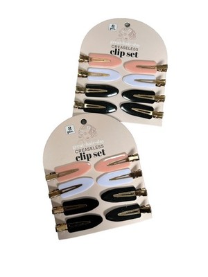 Great Hair Day Creaseless Hair Clip Set 16pc 2.5'' Peach/White/Black + Gold Metal