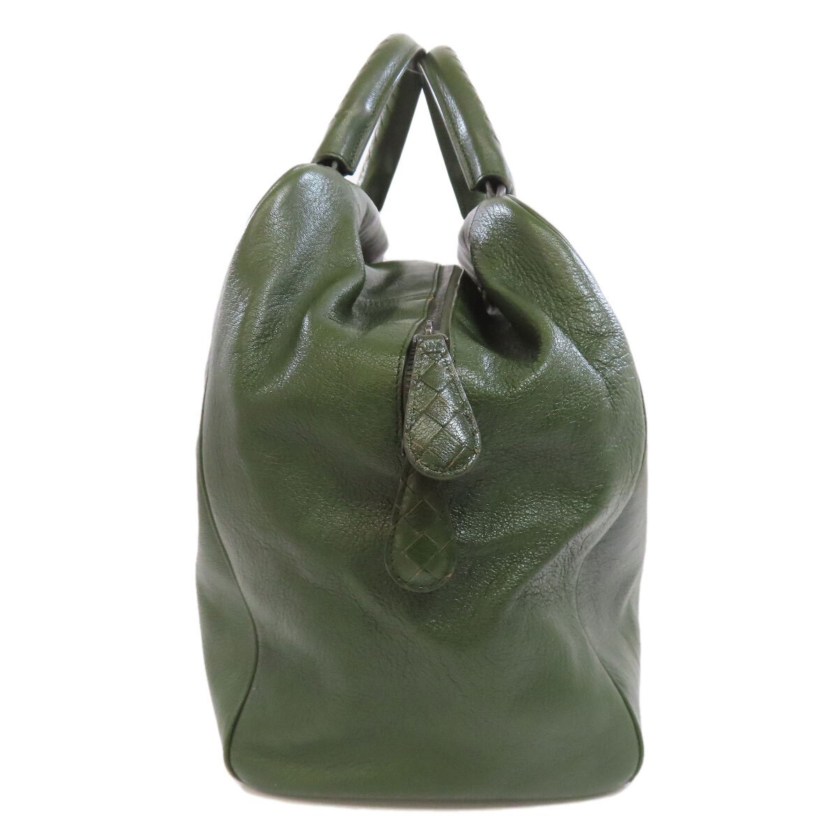 Bottega Veneta Logo Tote Bag Leather Women's Green 12.2x14.6x7.5in condition thumbnail 3
