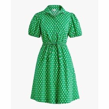 J. Crew Collared Puff Sleeve Tie Waist Mini Dress Size 10