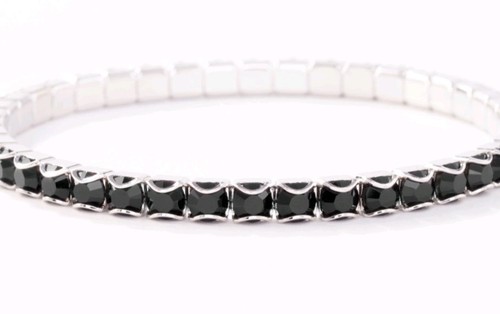 Touchstone Crystal by Swarovski Jet Stretch Bracelet - Picture 1 of 4