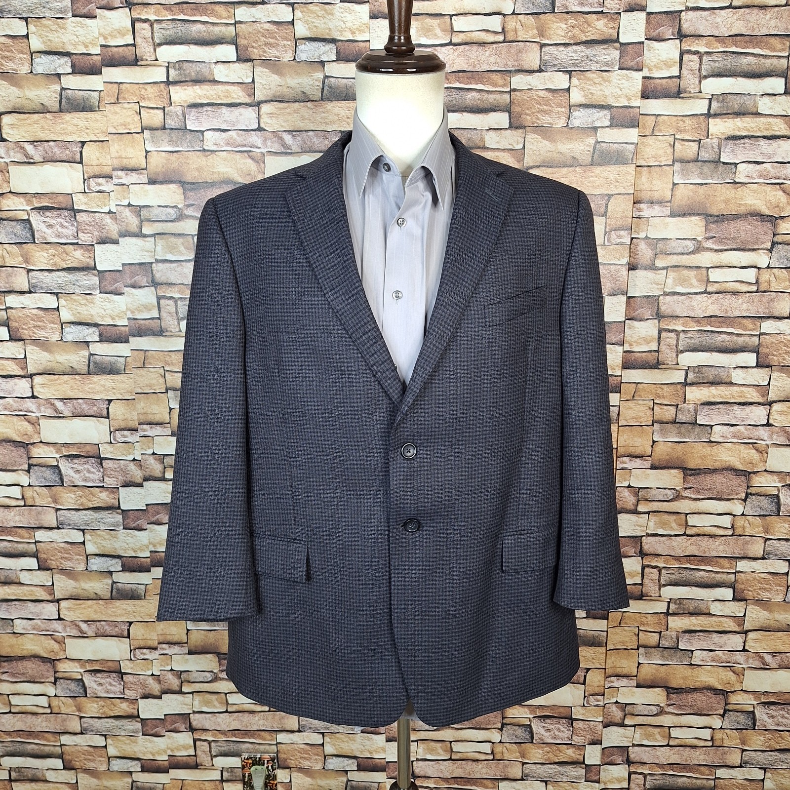 Joseph & Feiss Sport Coat Blazer Mens 44/46S Gray Blue Check Wool