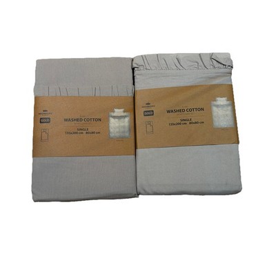 4tlg. Bettwäsche Kronborg Gold Elma 135X200/80X80 Washed Cotton Sand Neu