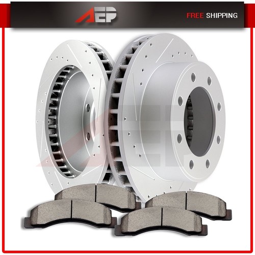 99 Ford F250 Rotors PHILTOP Drilled & Slotted Brake Rotors - Fits 1999-2004 Ford F-250/F-350 Super Duty Front Rotors Set Of 2