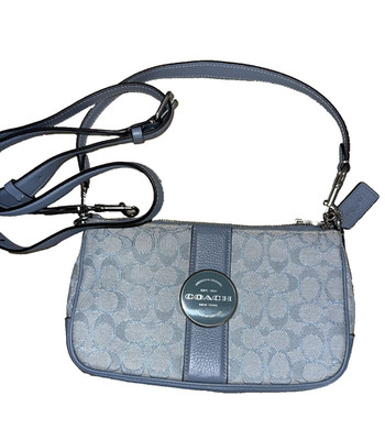 Coach Signature Canvas Blue Crossbody Shoulder Bag Y2K Monogram