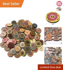 200 PCS Wood Buttons Vintage Wood Buttons with 2 Holes for DIY Sewing Craft