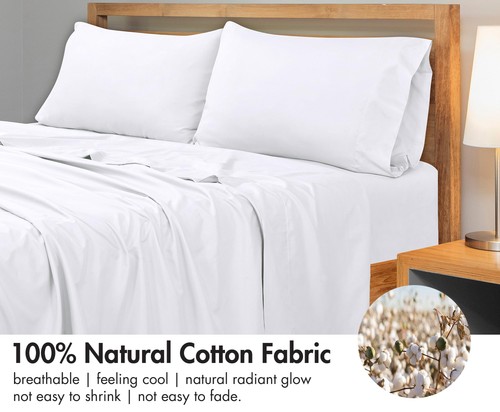 300 Thread Count 100% Long Staple Combed Cotton Flat Sheet - Super Soft - Top... - Picture 4 of 9