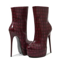 PLATEAU STIEFELETTEN STILETTO BOOTS High Heel Metall 16cm 6" sexy extreme Größen UK3-13