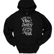 Fire and Grace Hooded Sweatshirt Christian Catholic Praise God Jesus Hoodie