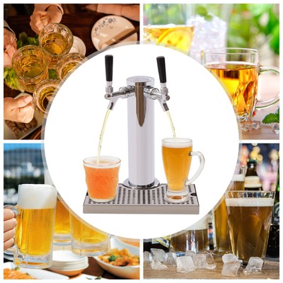 Silver D-Type Kegs Beer Tower Double-Tap Beer Column Kit W/Dual Gauge Regulator