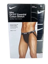 Nike Dri-FIT Essential Cotton Stretch Jock Strap 3-Pack - Size XL.,