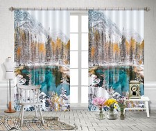 3D Mountain Lake G2112 Photo Blockout Curtain Fabric Window Honey 2023