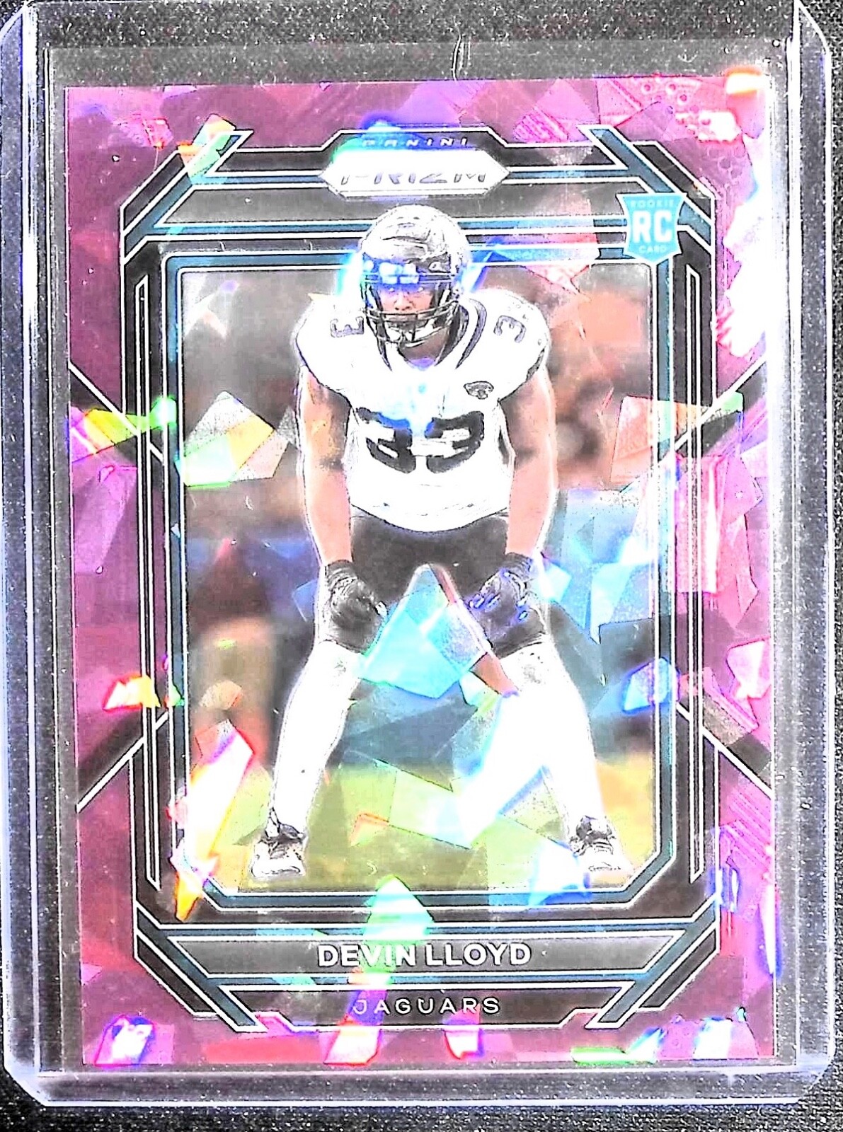 Devin Lloyd 2022 Panini Prizm Cracked Ice Purple Parallel RC SP /225 #376 - JAGS
