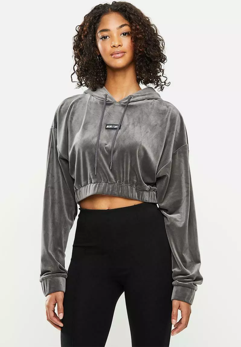 Grey sales velvet hoodie