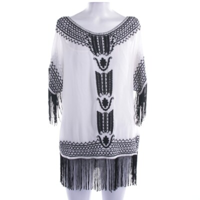 Seidentunika Alice + Olivia Schwarz Weiss S