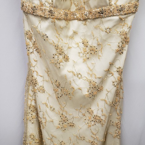 Demetrios Neckholder-Trägerkleid mit Pailletten und Perlen elfenbein Größe S/M - Bild 4 von 10