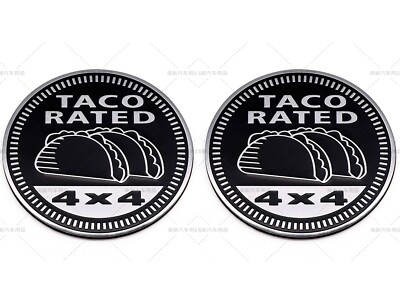 2pcs Metal TACO RATED 4x4 Automotive Fender Door Rear Round Badge 3D Emblem