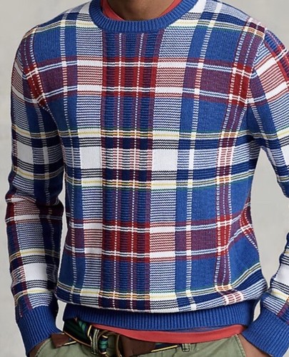 Vintage Polo Ralph Lauren Mens size M Pastel Cotton Knit Plaid Sweater NWT - Picture 8 of 9