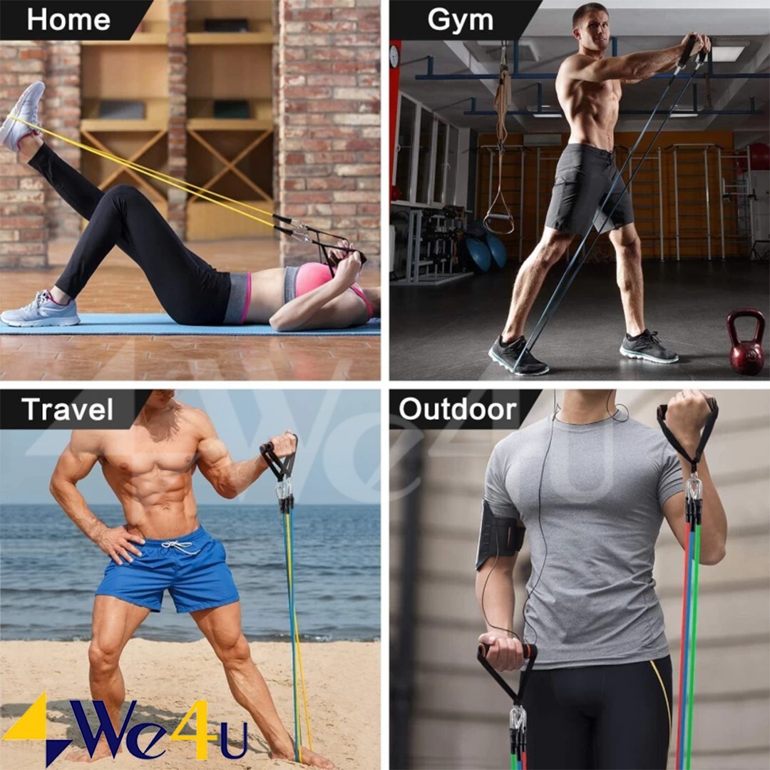 11Pcs Fitness Latex Resistance Bands Set Training Exercise Yoga