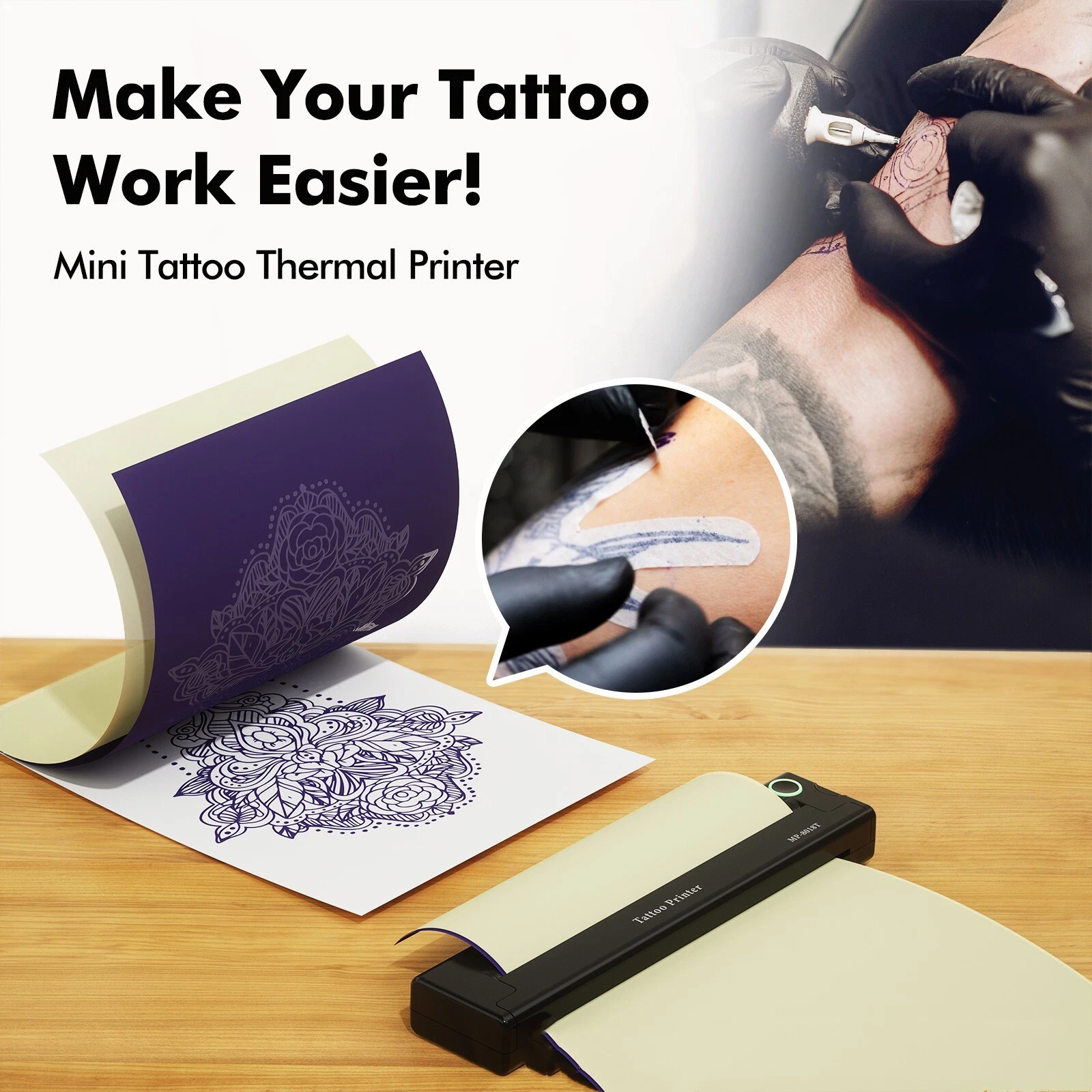 A46 Wireless Tattoo Stencil Printer Thermal Tattoo Machine A46 Wireless Tattoo Stencil Printer Thermal Tattoo Machine