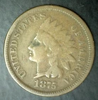 1875 Indian Head Bronze Penny One Cent 1c US Penny Good Circulated Coin