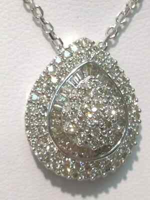 3Ct Round Cut VVS1/D Diamond Cluster Pendant 14K White Gold Finish Free Chain