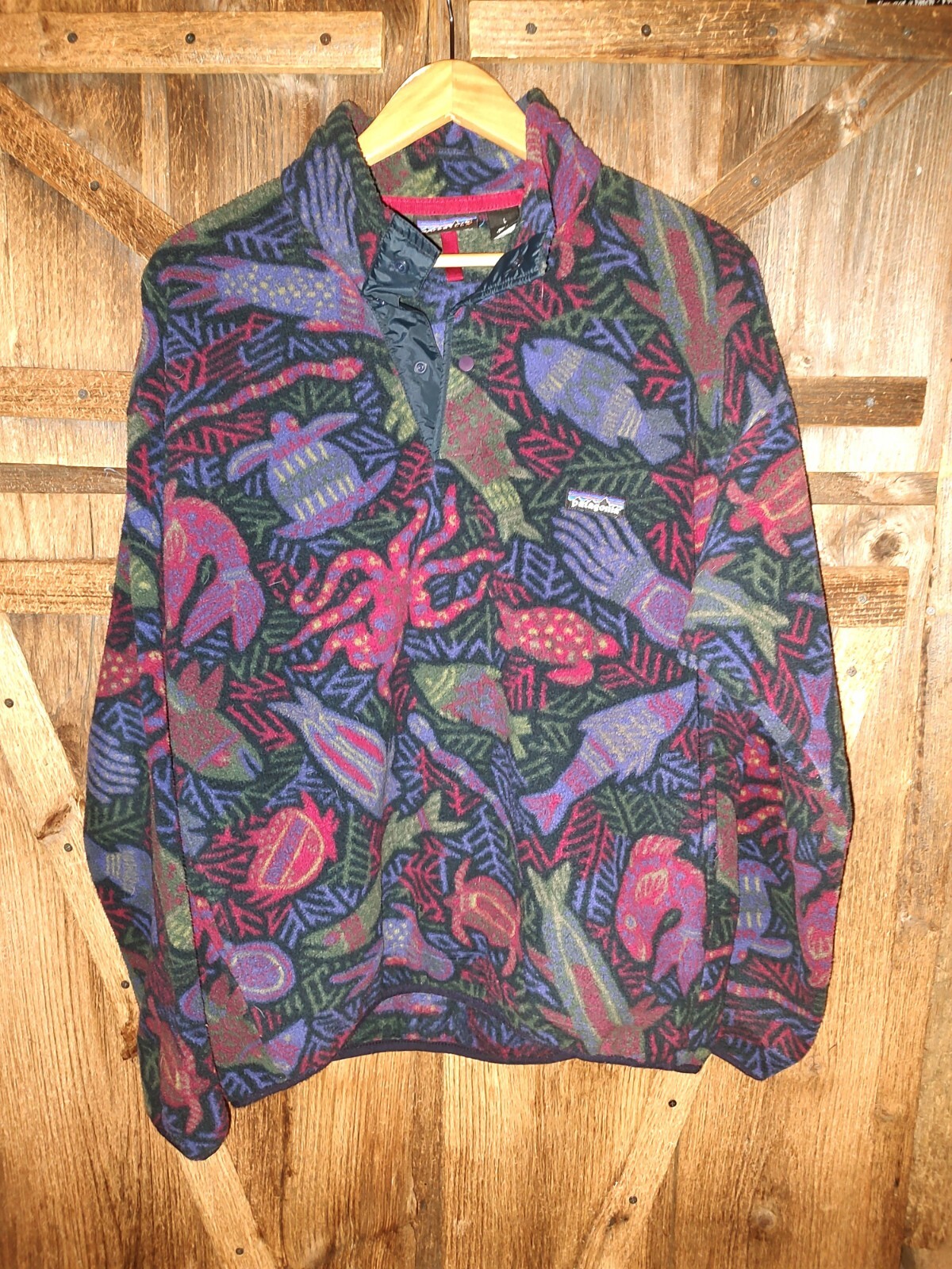 Vintage Large Patagonia Synchilla Fleece Sea Life Snap-T Pullover image 3