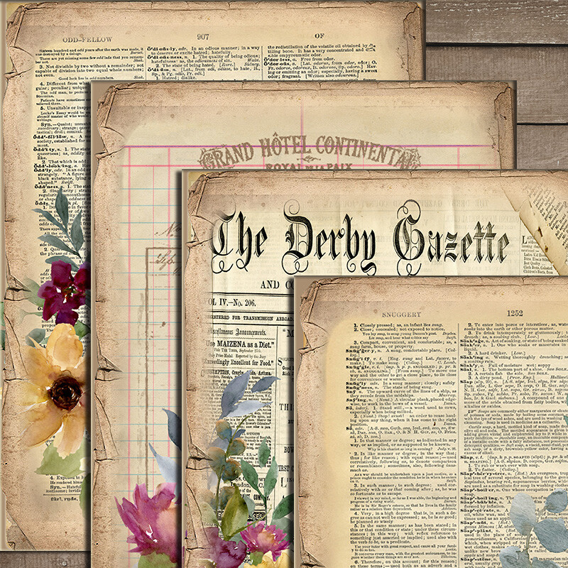 Free Printable Vintage Scrapbook Paper Memory Lane – Sticker Sheet