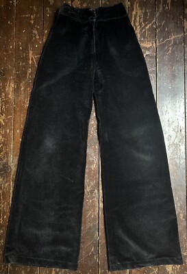 Vintage 60er 70er JOHN ROBERTS Boho schwarz Samt High Waist FLARED Hose XXS 4
