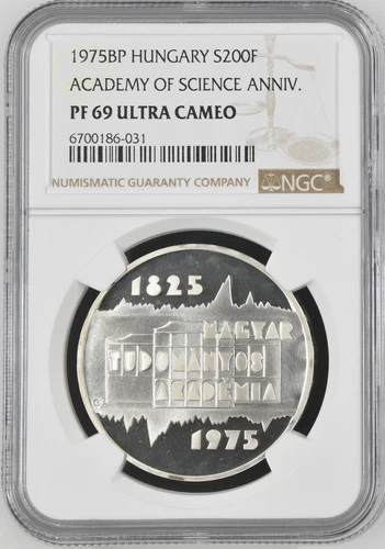 1975 Hungary 200 forint Science Academy Anniversary - NGC PF 69 UC
