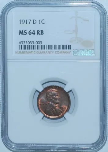 1917 D NGC MS64RB Red and Brown Lincoln Wheat Cent